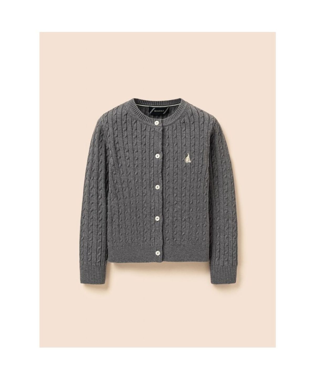 빈폴 키즈(BEANPOLE KIDS) [Essential] 여아 수피마 슬림 면 케이블 카디건  애쉬 (BI685AGE14)