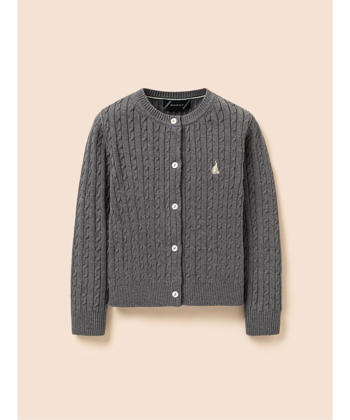 빈폴 키즈(BEANPOLE KIDS) [Essential] 여아 수피마 슬림 면 케이블 카디건  애쉬 (BI685AGE14)