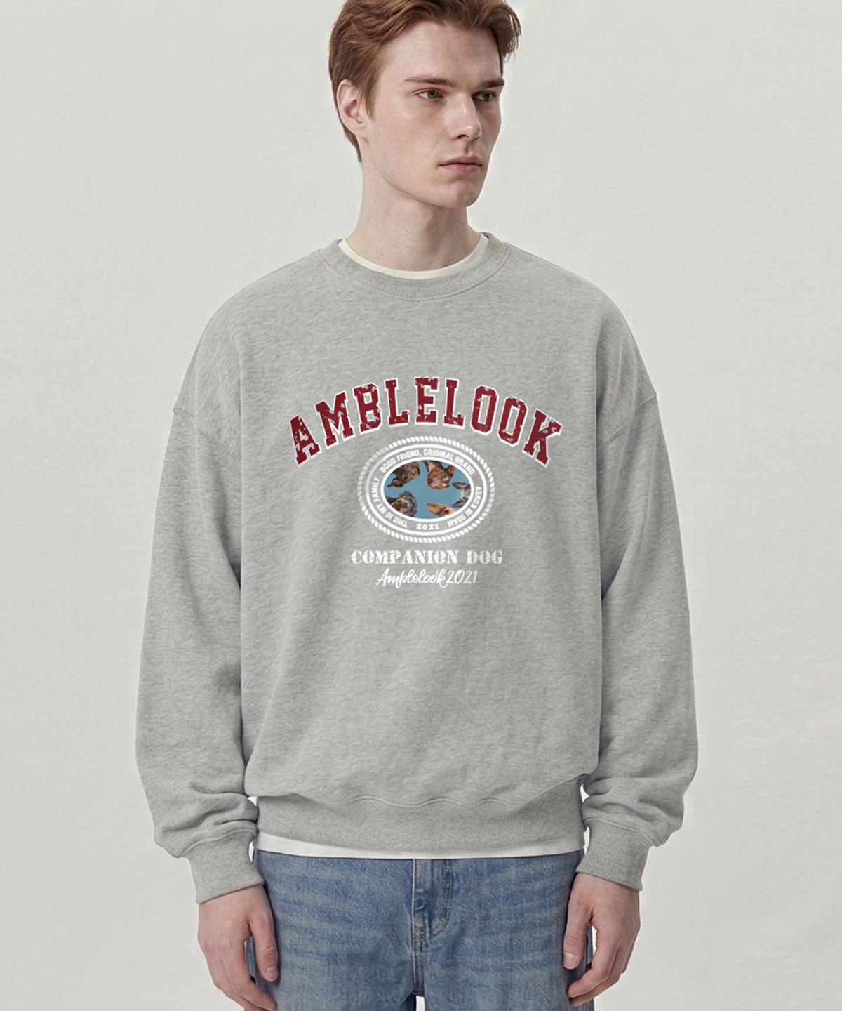 엠블룩(AMBLELOOK) 레귤러 스웨트셔츠 COMPANION DOG (3color)