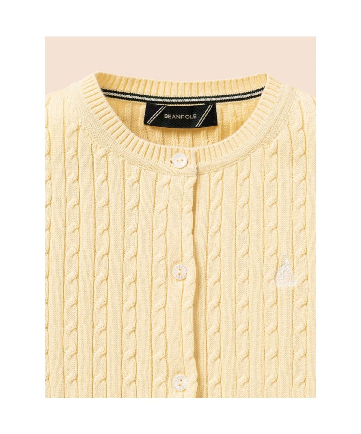 빈폴 키즈(BEANPOLE KIDS) [Essential] 여아 수피마 슬림 면 케이블 카디건  옐로우 (BI685AGE1E)