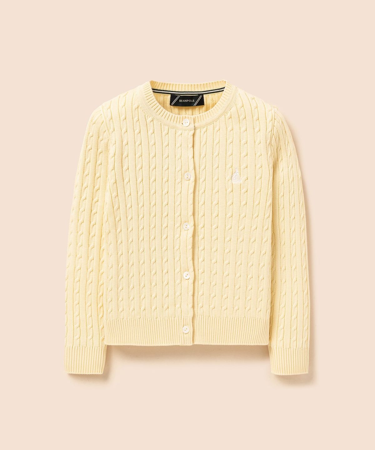 빈폴 키즈(BEANPOLE KIDS) [Essential] 여아 수피마 슬림 면 케이블 카디건  옐로우 (BI685AGE1E)