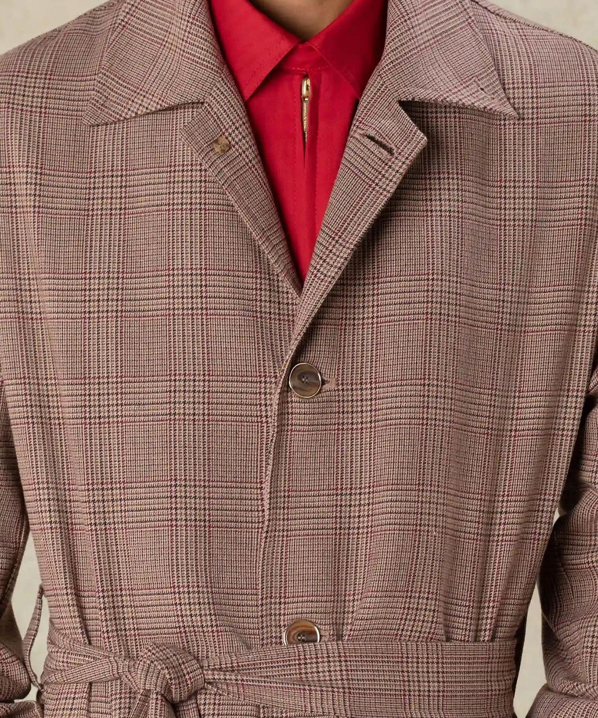 드롤드무슈(DROLE DE MONSIEUR) Prince Of Wales Belted Coat D0CAA26100BRX