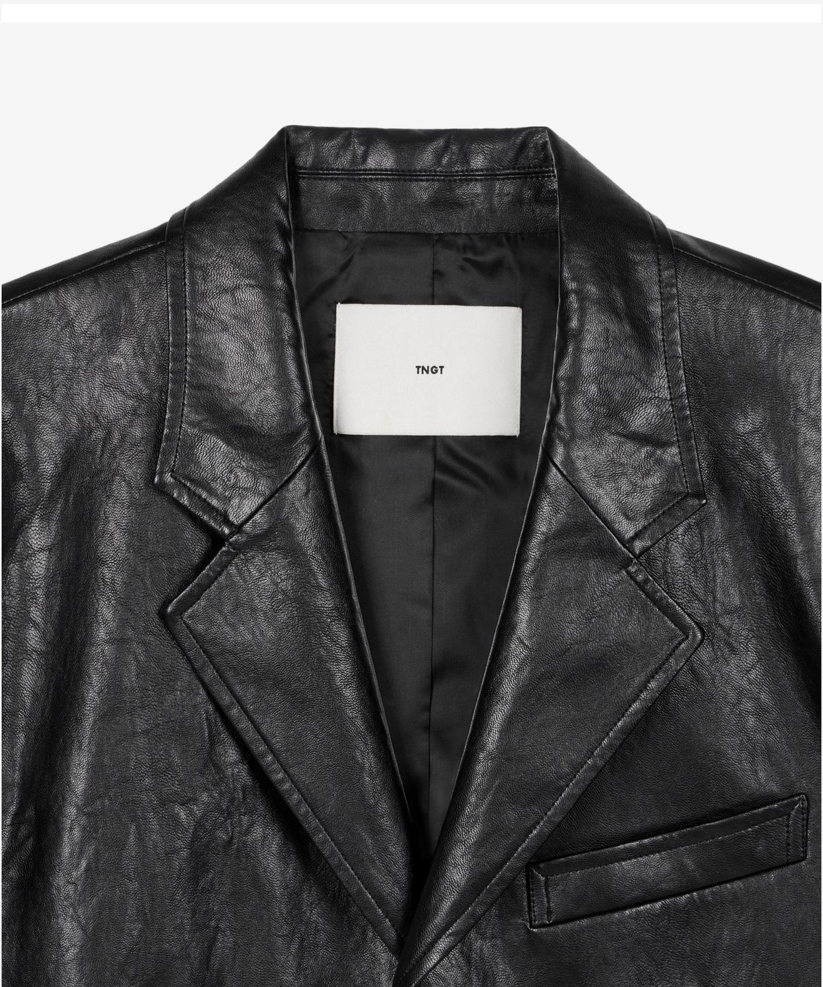티엔지티(TNGT) Faux Leather Jacket (Washed Black) TNJA6F105BK
