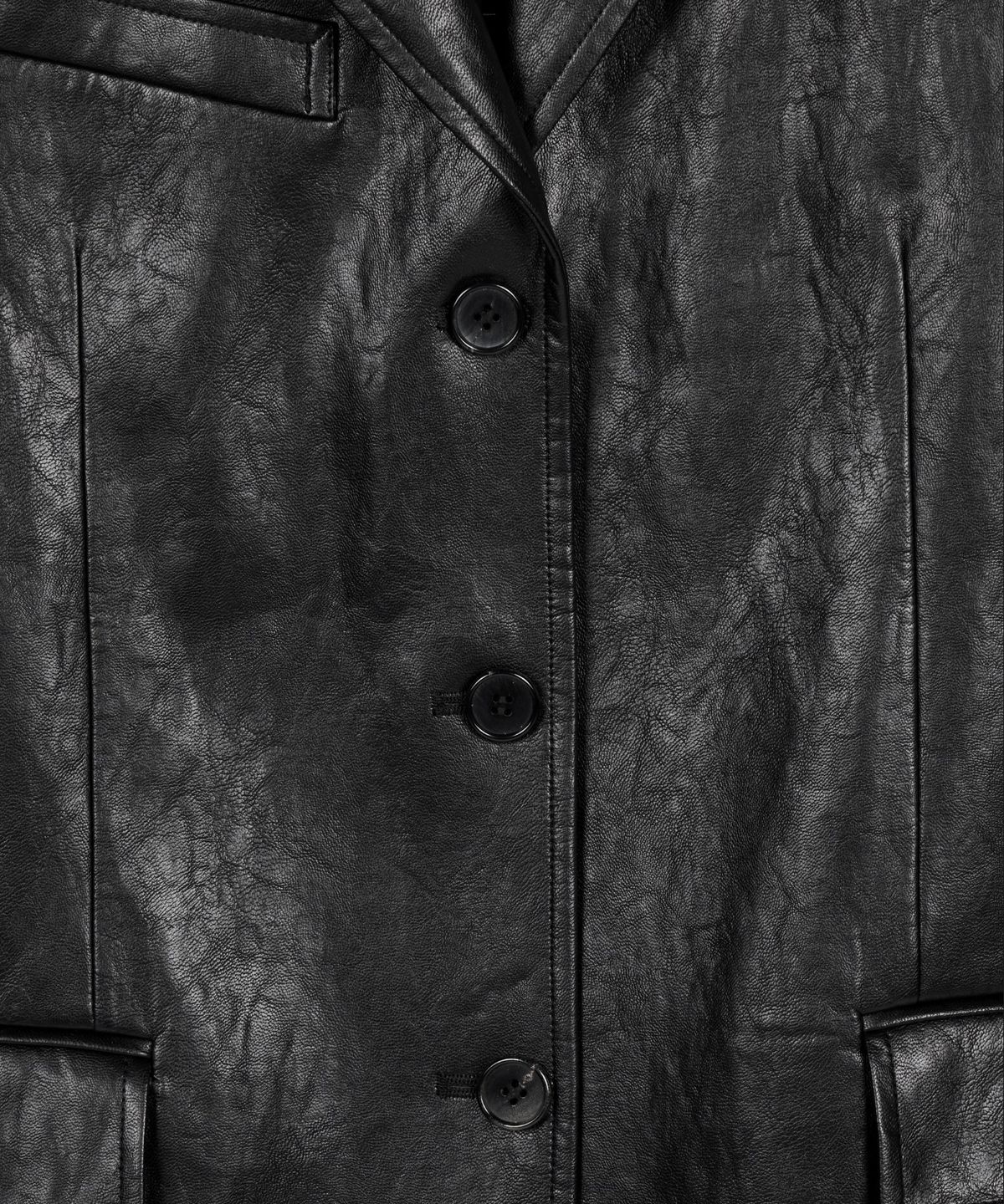 티엔지티(TNGT) Faux Leather Jacket (Washed Black) TNJA6F105BK