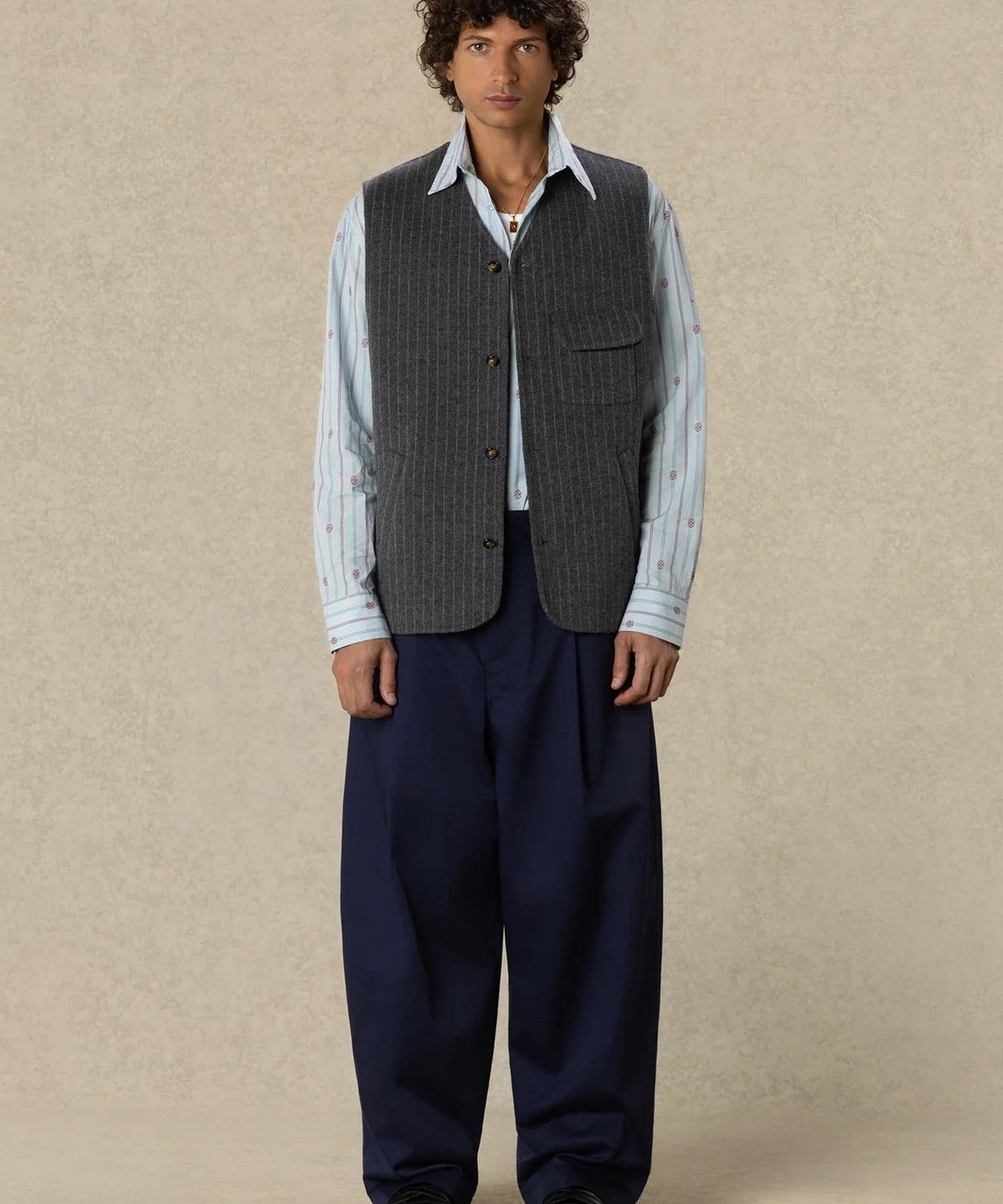 드롤드무슈(DROLE DE MONSIEUR) Wool Pinstripe Vest D0VAA26101GYD