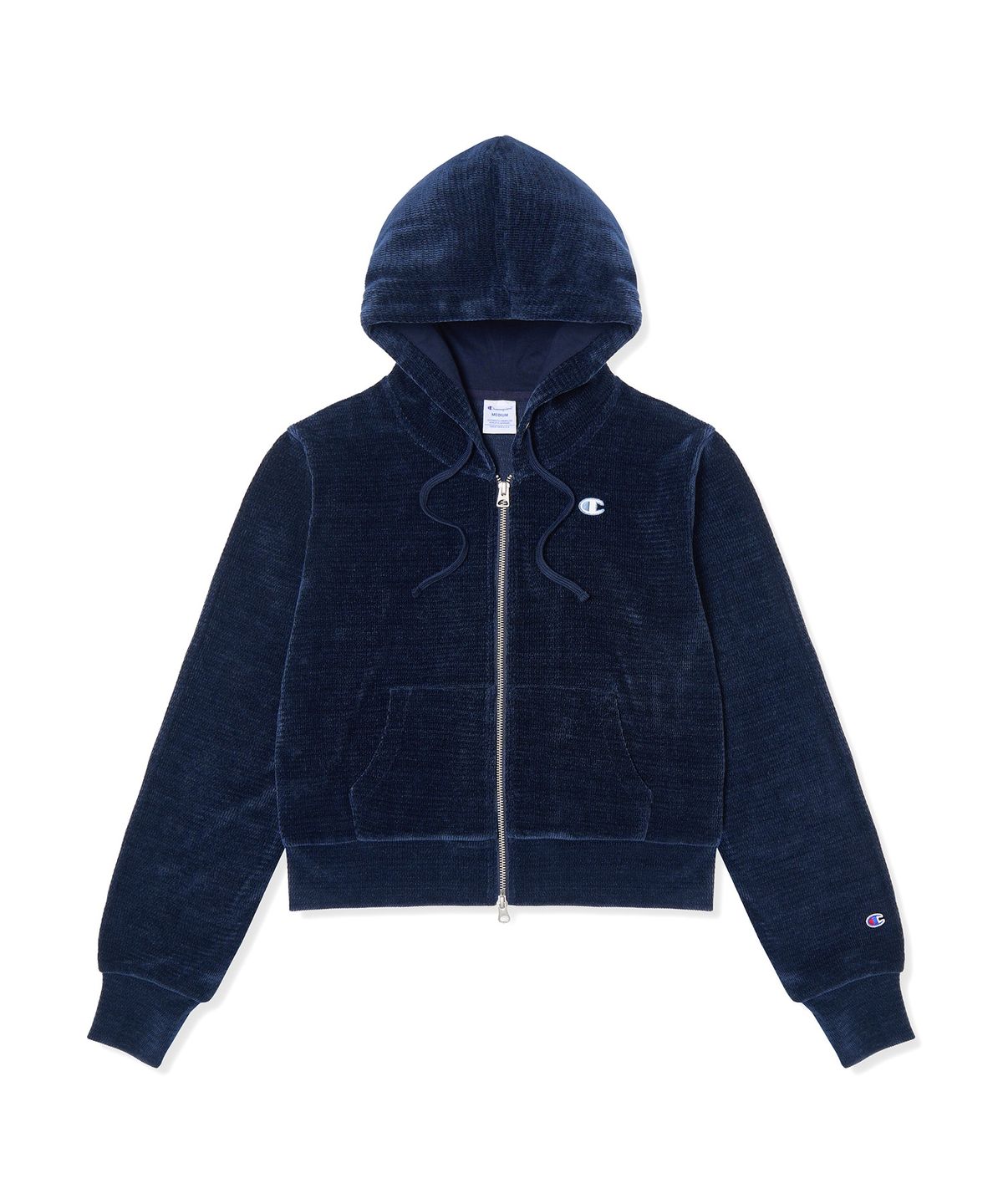 챔피온(CHAMPION) 여성 C로고 벨루어 후드 집업 Navy