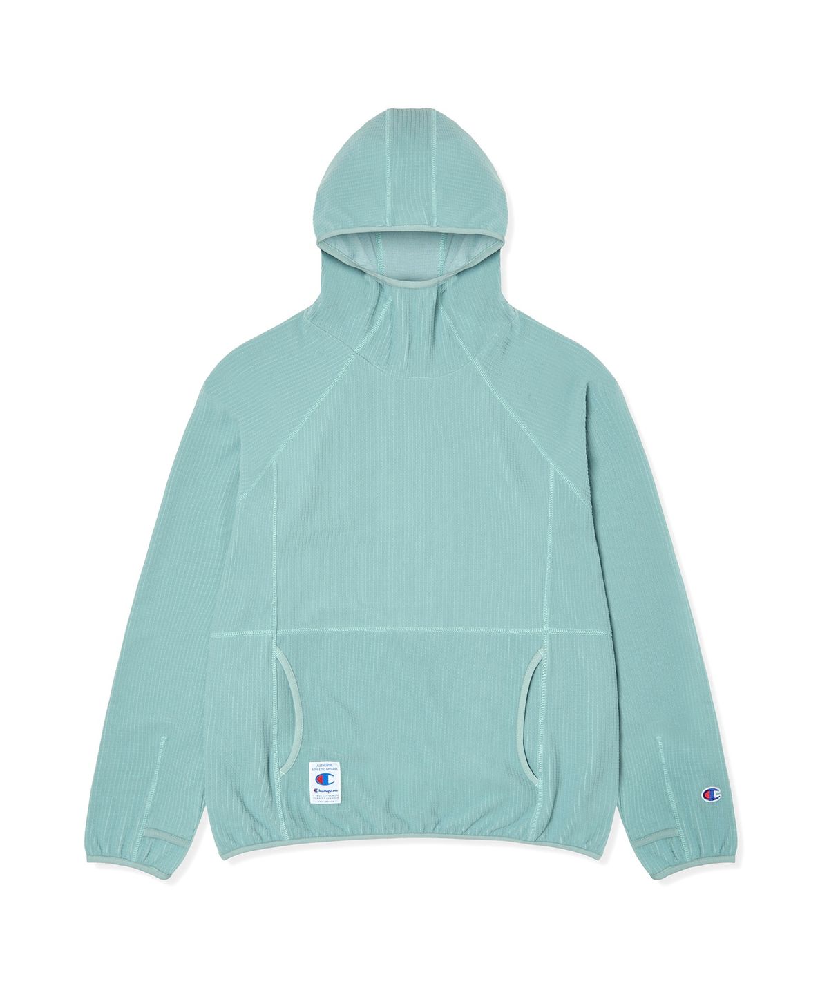 챔피온(CHAMPION) 와플 플리스 하이넥 후드 티셔츠 Green