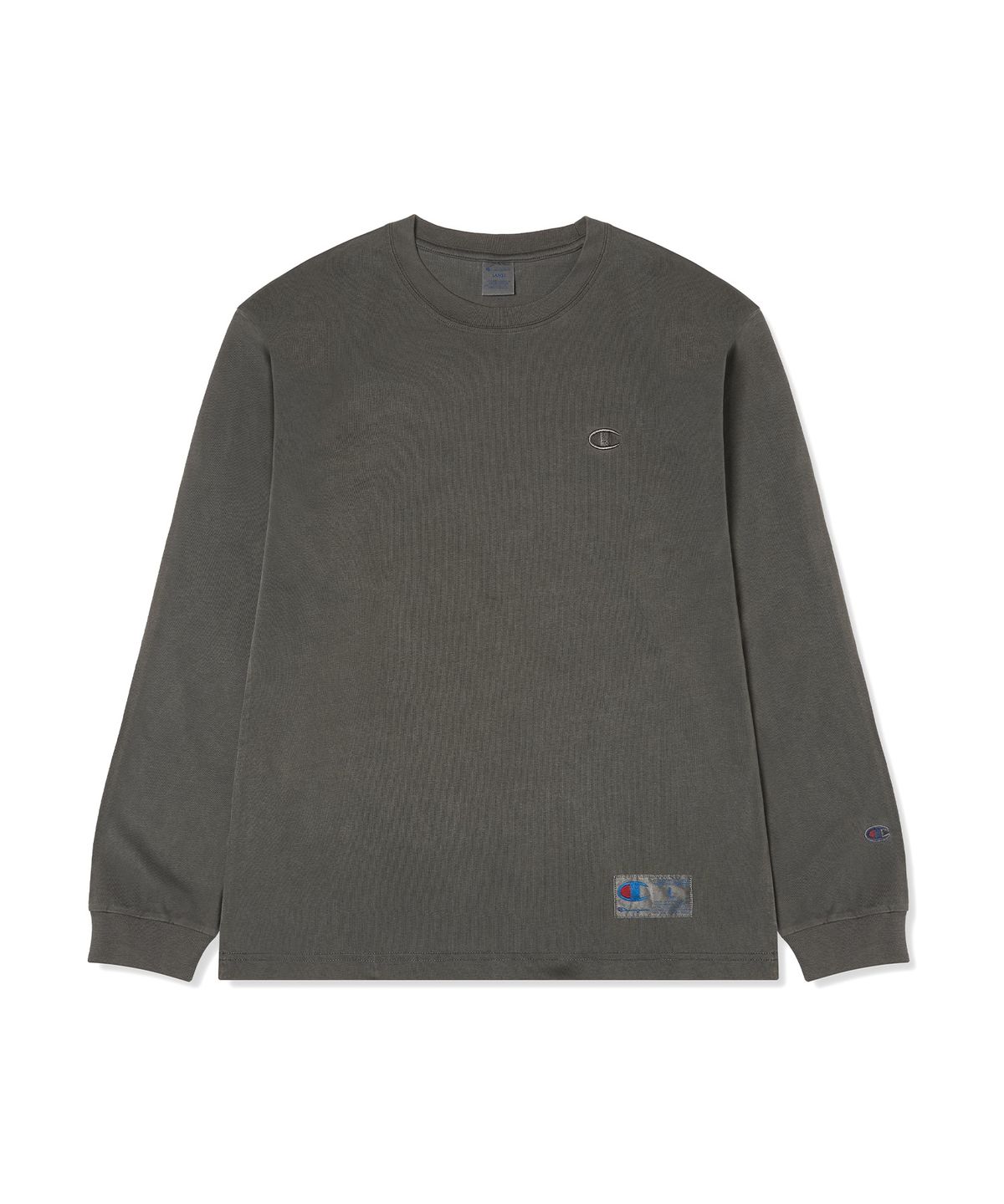 챔피온(CHAMPION) C로고 다잉 오버핏 조그택 롱슬리브 티셔츠 Charcoal