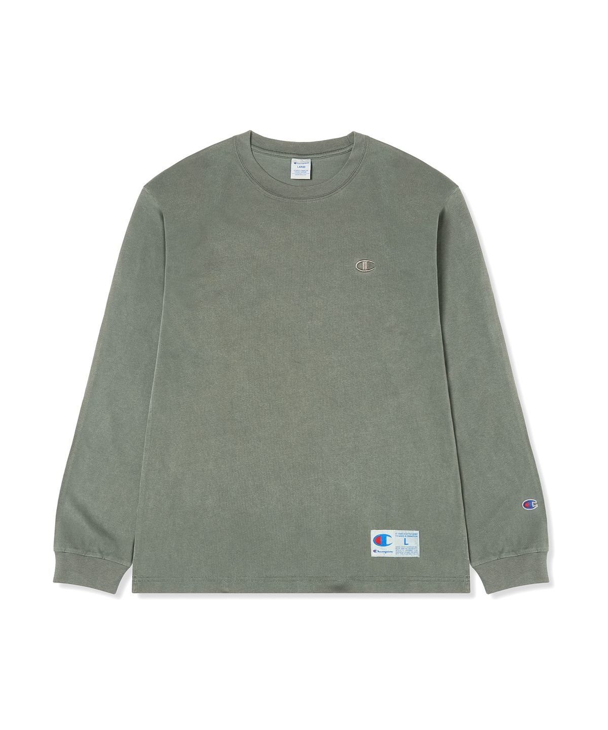 챔피온(CHAMPION) C로고 다잉 오버핏 조그택 롱슬리브 티셔츠 Green