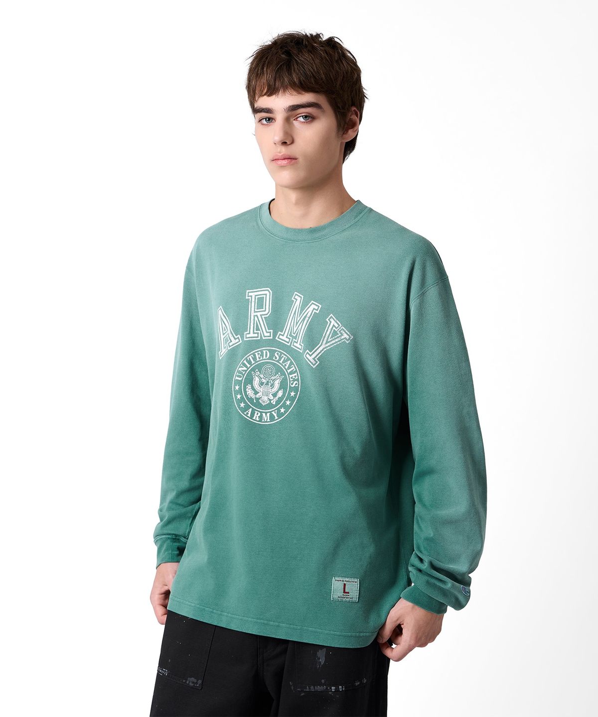 챔피온(CHAMPION) 헤리티지 ARMY 롱슬리브 티셔츠 Green