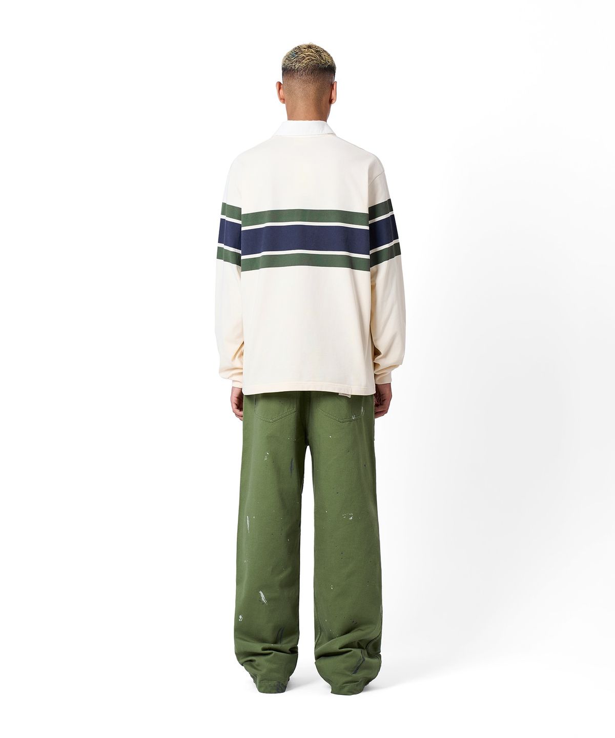 챔피온(CHAMPION) 헤리티지 스트라이프 럭비 셔츠 Ivory