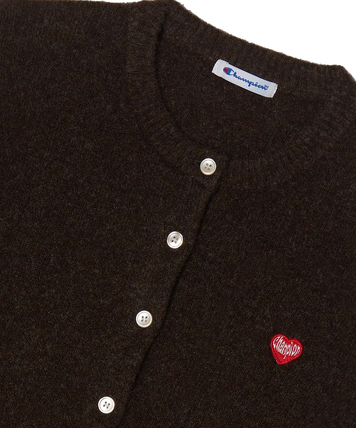 챔피온(CHAMPION) 여성 하트 로고 울 가디건 Brown