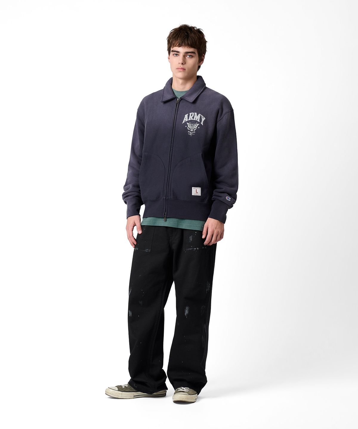 챔피온(CHAMPION) ARMY 스웨트 집업 가디건 Navy