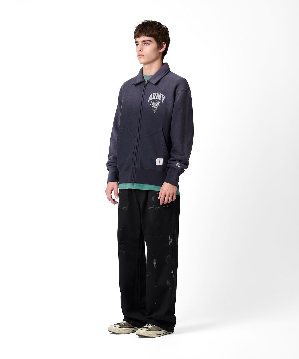 챔피온(CHAMPION) ARMY 스웨트 집업 가디건 Navy