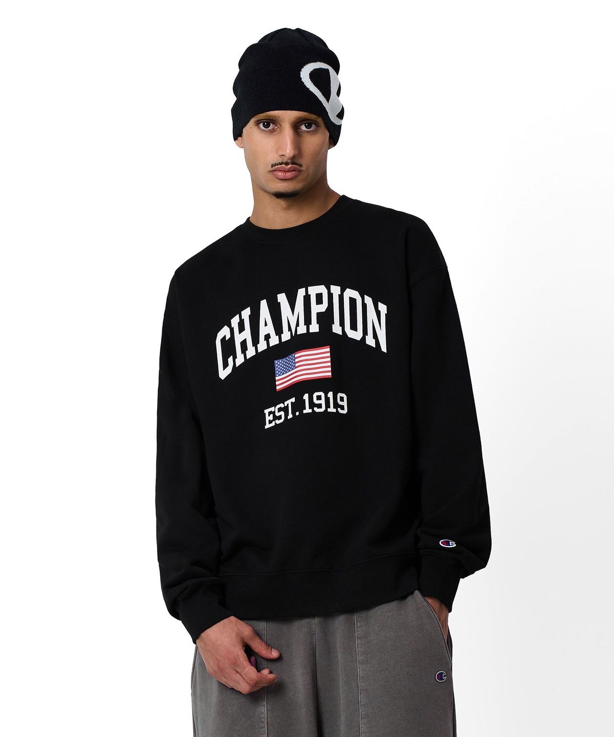 챔피온(CHAMPION) C로고 자카드 비니 Navy