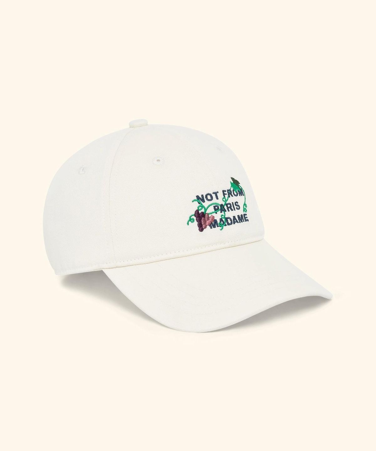 드롤드무슈(DROLE DE MONSIEUR) Vine Embroidered Slogan Cap D4RAA26100WHM