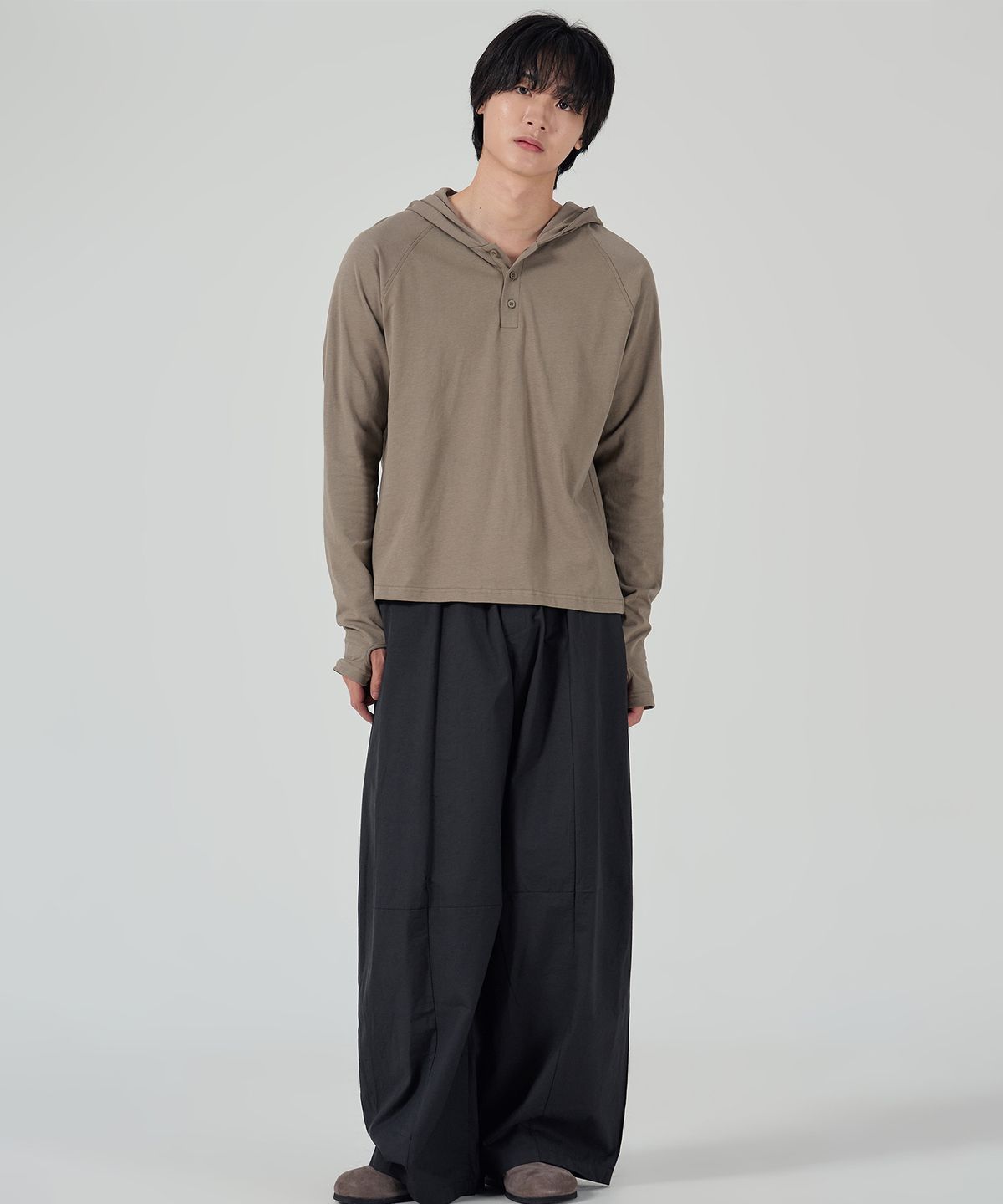 오우사(OWSA) 소프트 헨리넥 후드 롱슬리브 티셔츠 5color