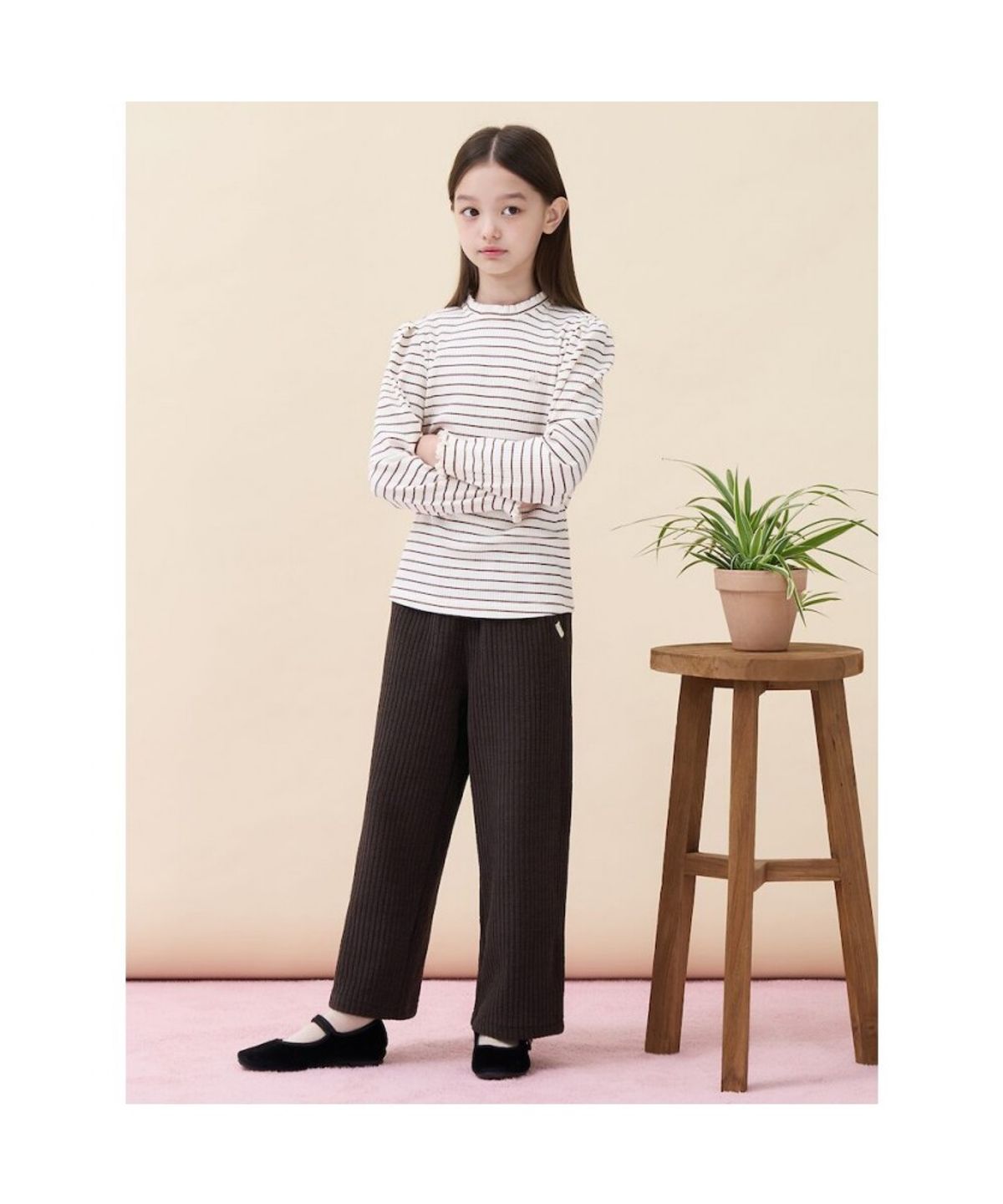 빈폴 키즈(BEANPOLE KIDS) [Essential] 골지 스트라이프 티셔츠  아이보리 (BI6841GE20)
