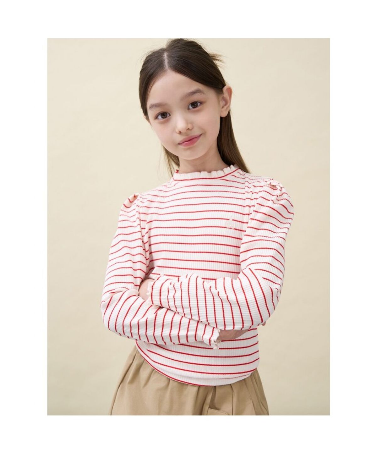 빈폴 키즈(BEANPOLE KIDS) [Essential] 골지 스트라이프 티셔츠  레드 (BI6841GE26)