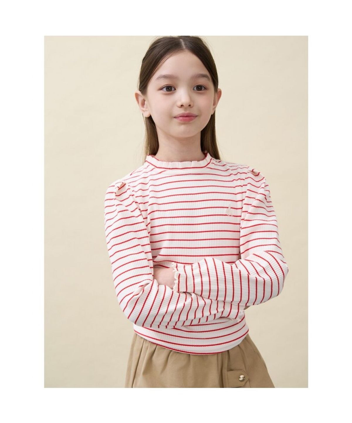 빈폴 키즈(BEANPOLE KIDS) [Essential] 골지 스트라이프 티셔츠  레드 (BI6841GE26)