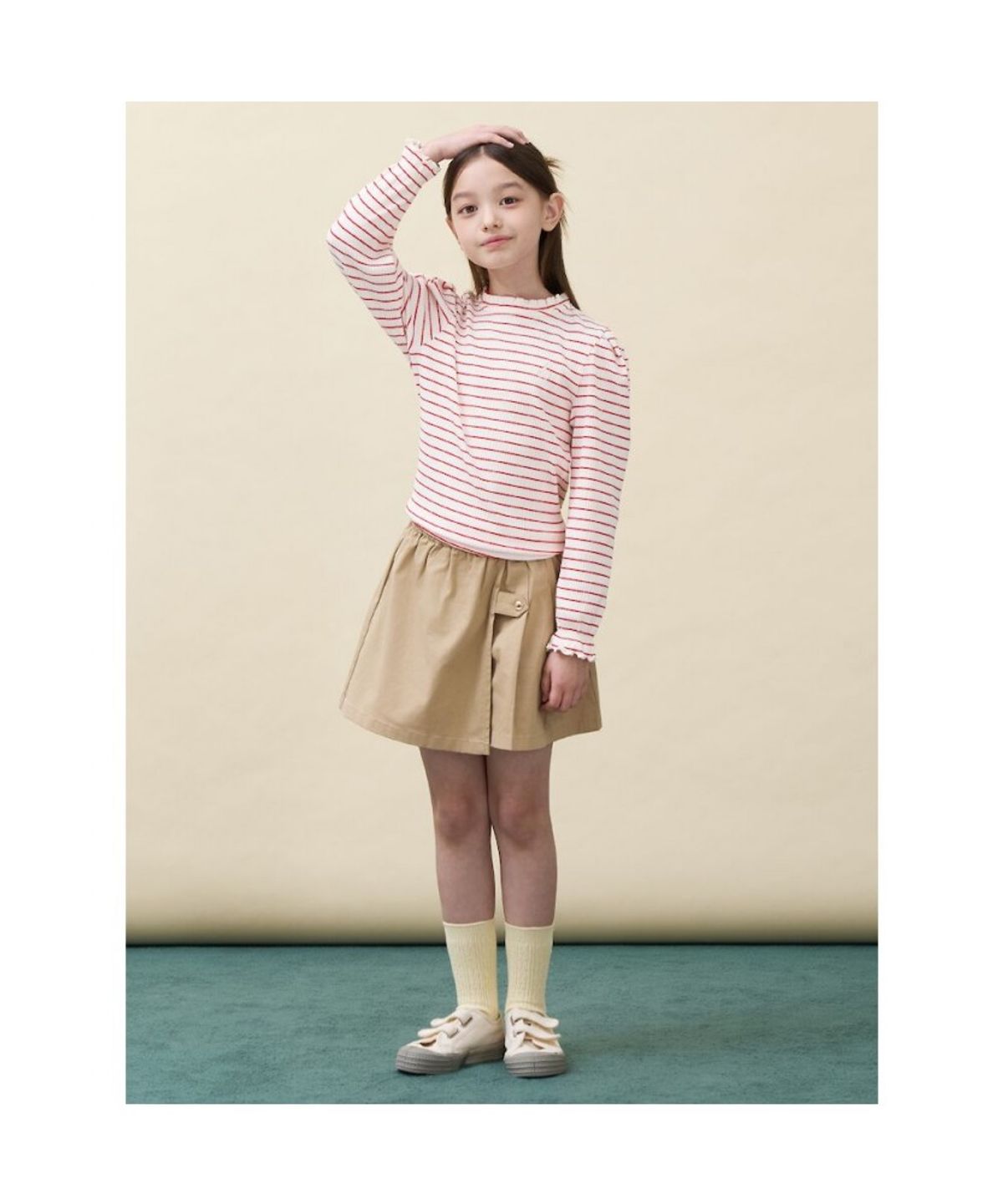 빈폴 키즈(BEANPOLE KIDS) [Essential] 골지 스트라이프 티셔츠  레드 (BI6841GE26)