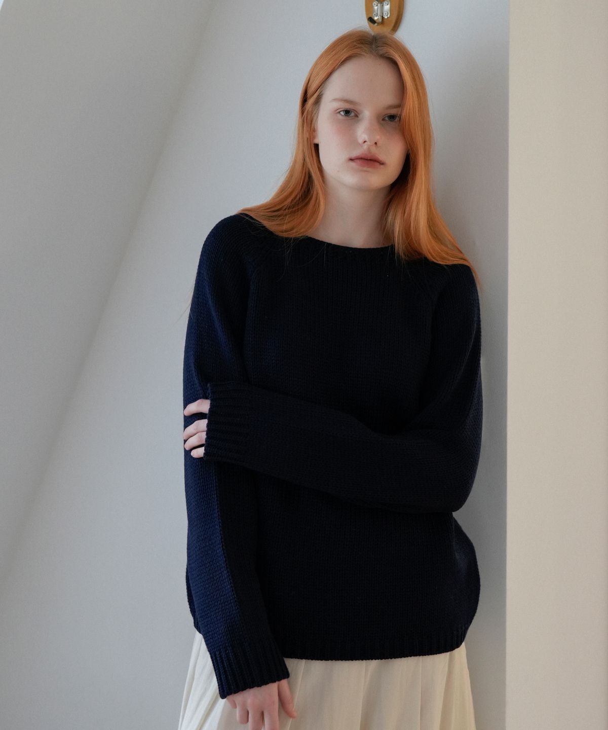 블레티(VLETI) Boat Neck Basic Knit (Navy)