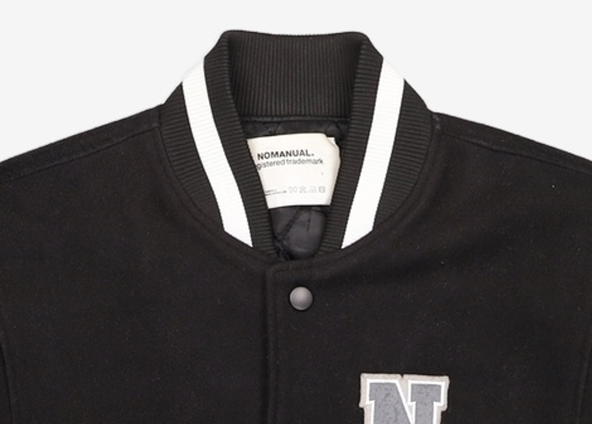 노매뉴얼(NOMANUAL) TAYLOR VARSITY JACKET - BLACK L