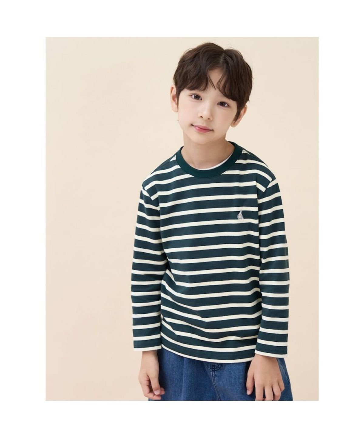 빈폴 키즈(BEANPOLE KIDS) [Essential] 스트라이프 긴소매 티셔츠  그린 (BI6841UE9M)