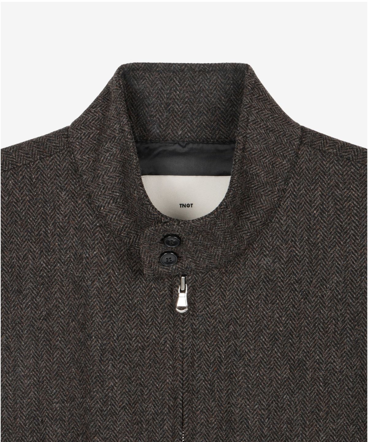 티엔지티(TNGT) Herringbone Harrington Jumper (Brown) TNJU6F105W2