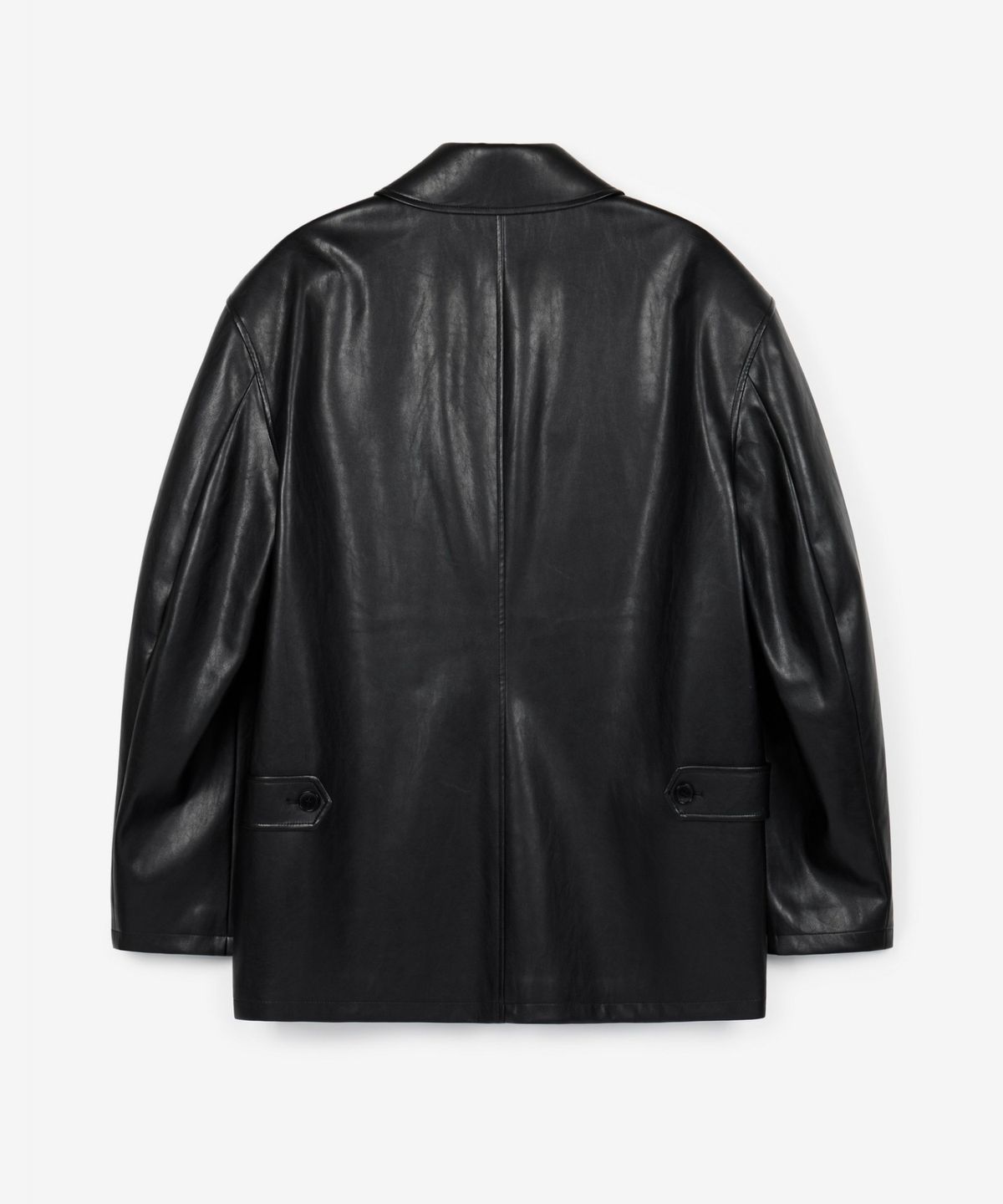 티엔지티(TNGT) Oversized Faux Leather Car Coat (Black) TNJU6F109BK