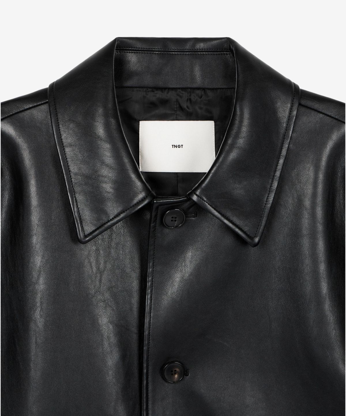 티엔지티(TNGT) Oversized Faux Leather Car Coat (Black) TNJU6F109BK
