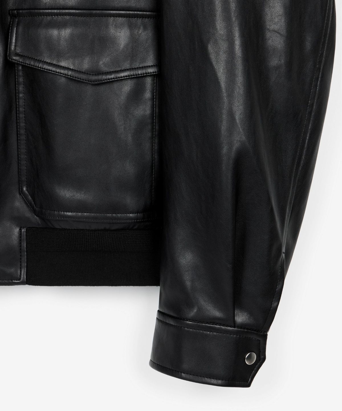 티엔지티(TNGT) Faux Leather A-2 Jumper (Black) TNJU6F106BK