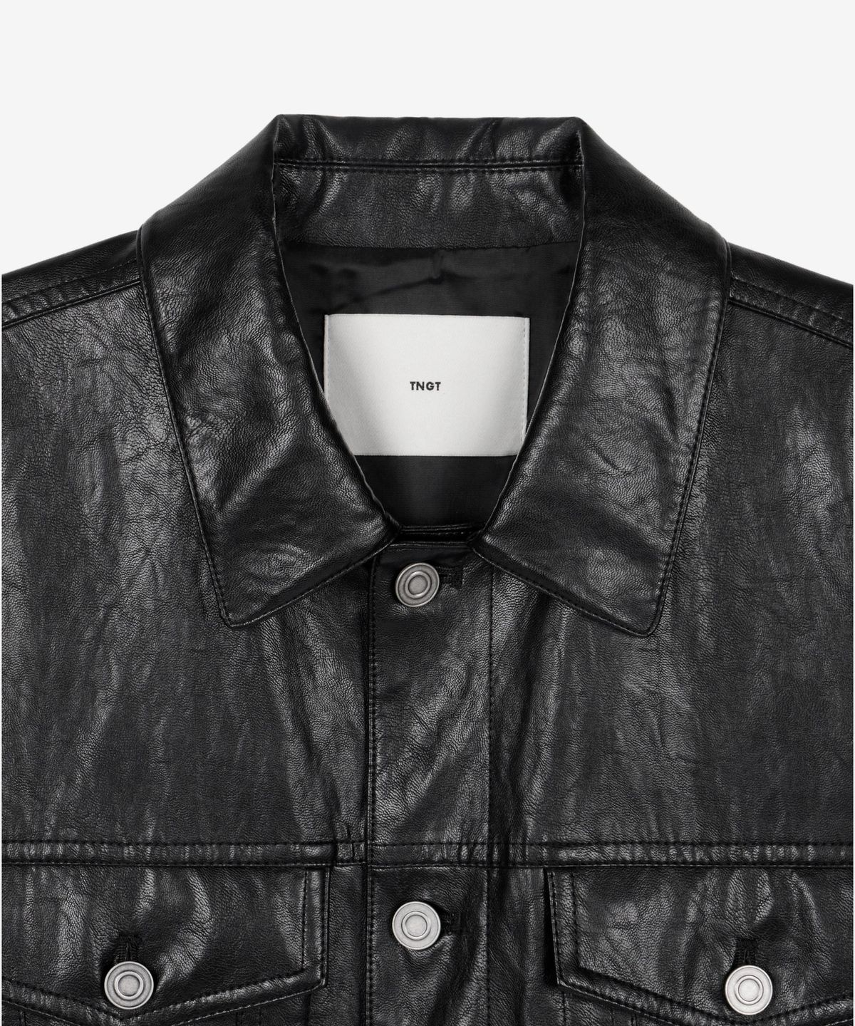 티엔지티(TNGT) Faux Leather Trucker (Washed Black) TNJU6F101BK