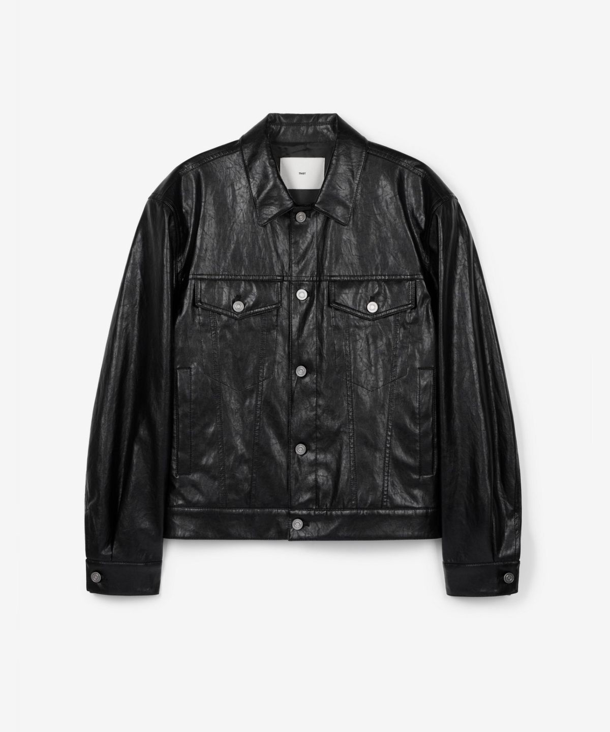 티엔지티(TNGT) Faux Leather Trucker (Washed Black) TNJU6F101BK