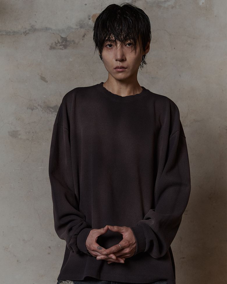 Heavy Waffle Long Sleeve (BLACK / CHARCOAL)