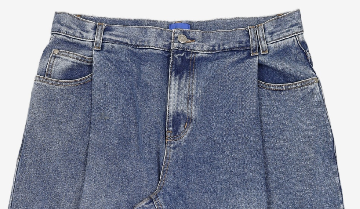 데케트(DECET) Deep Pleats Wide Jeans DCPT030Blue 34
