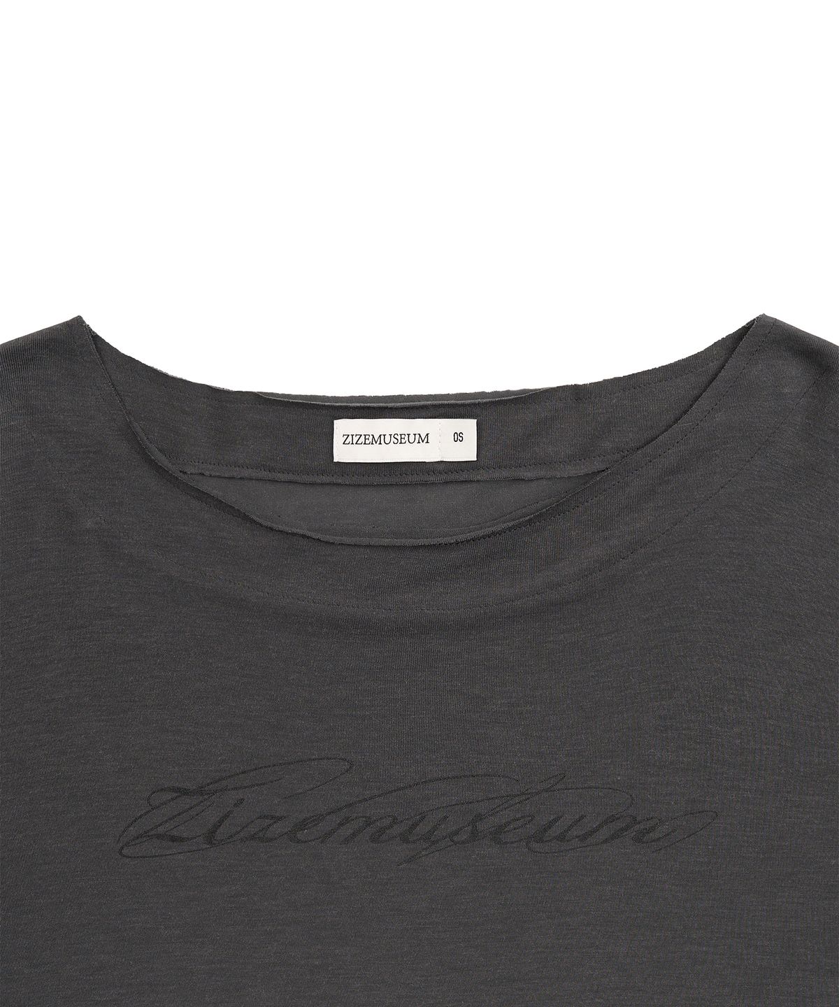 지제뮤지엄(ZIZEMUSEUM) ONE SHOULDER SHEER LONG SLEEVE (CHARCOAL)