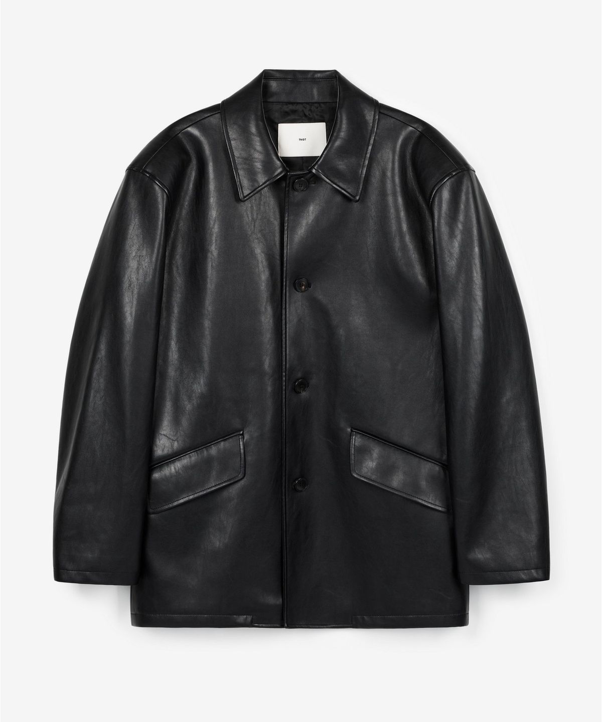 티엔지티 우먼(TNGT WOMAN) W Oversized Faux Leather Car Coat (Black) TNJU6F109BK