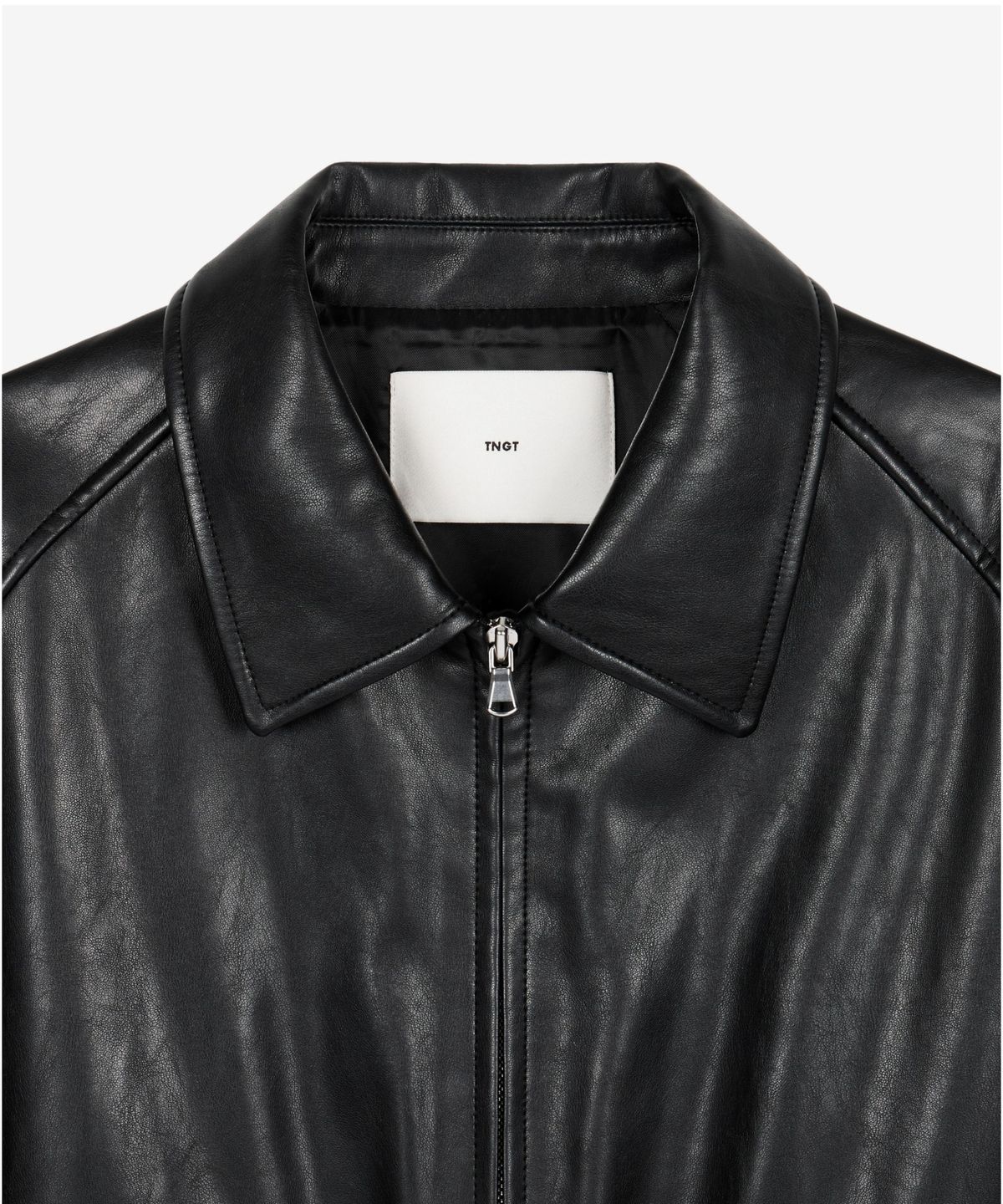 티엔지티 우먼(TNGT WOMAN) W Faux Leather A-2 Jumper (Black) TNJU6F106BK