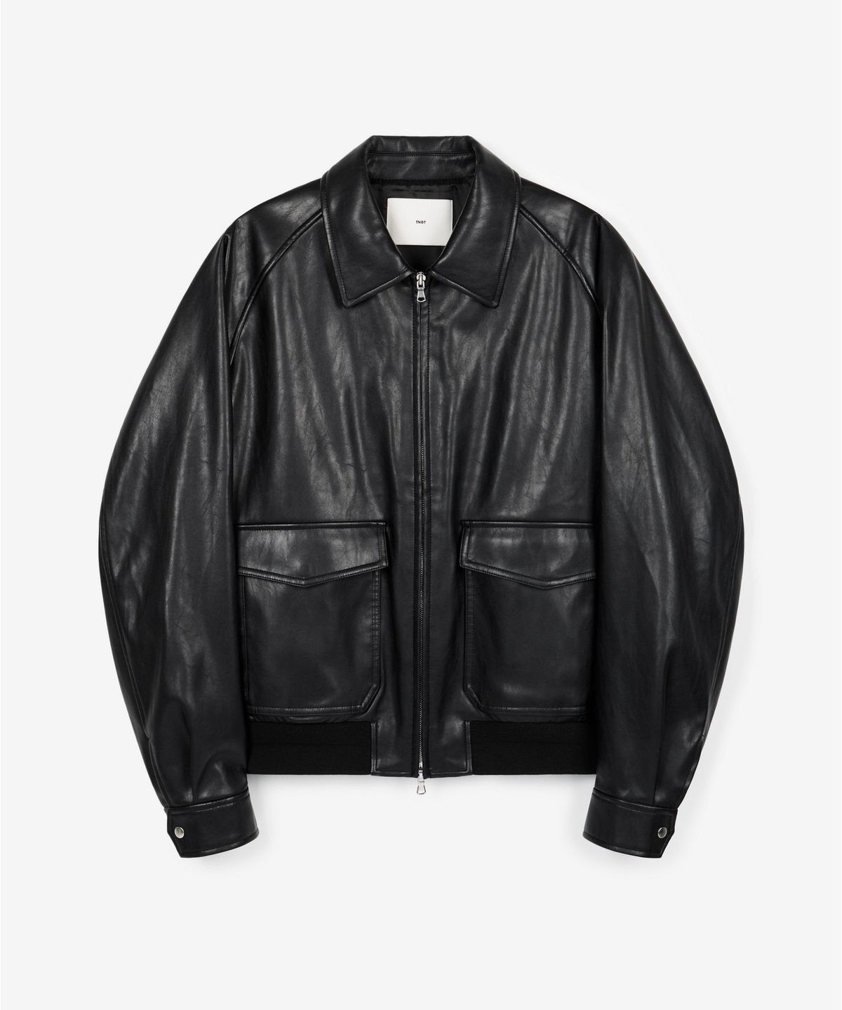 티엔지티 우먼(TNGT WOMAN) W Faux Leather A-2 Jumper (Black) TNJU6F106BK