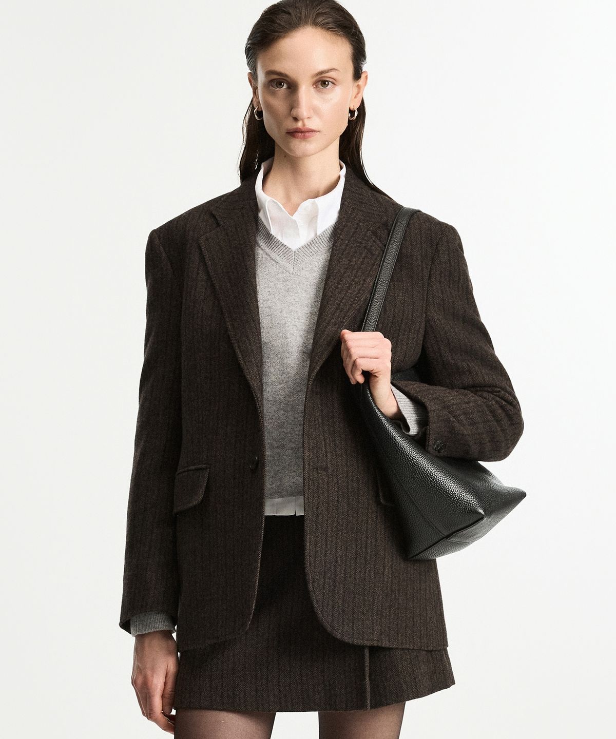티엔지티 우먼(TNGT WOMAN) W Redford Wool Herringbone Jacket (Brown) TNJA6F104W2