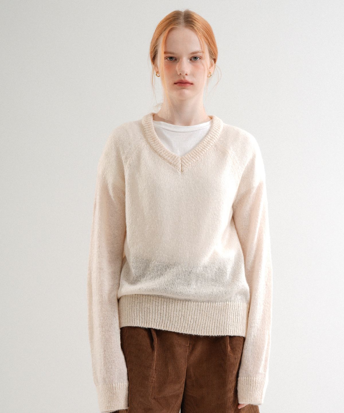 블레티(VLETI) Mohair V-neck Basic Knit (Cream_beige)