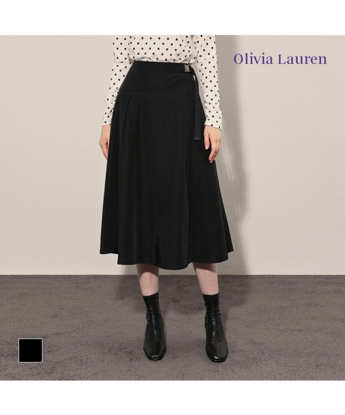 올리비아로렌(OLIVIALAUREN) 벨티드 플레어스커트_VOCDK4F7451