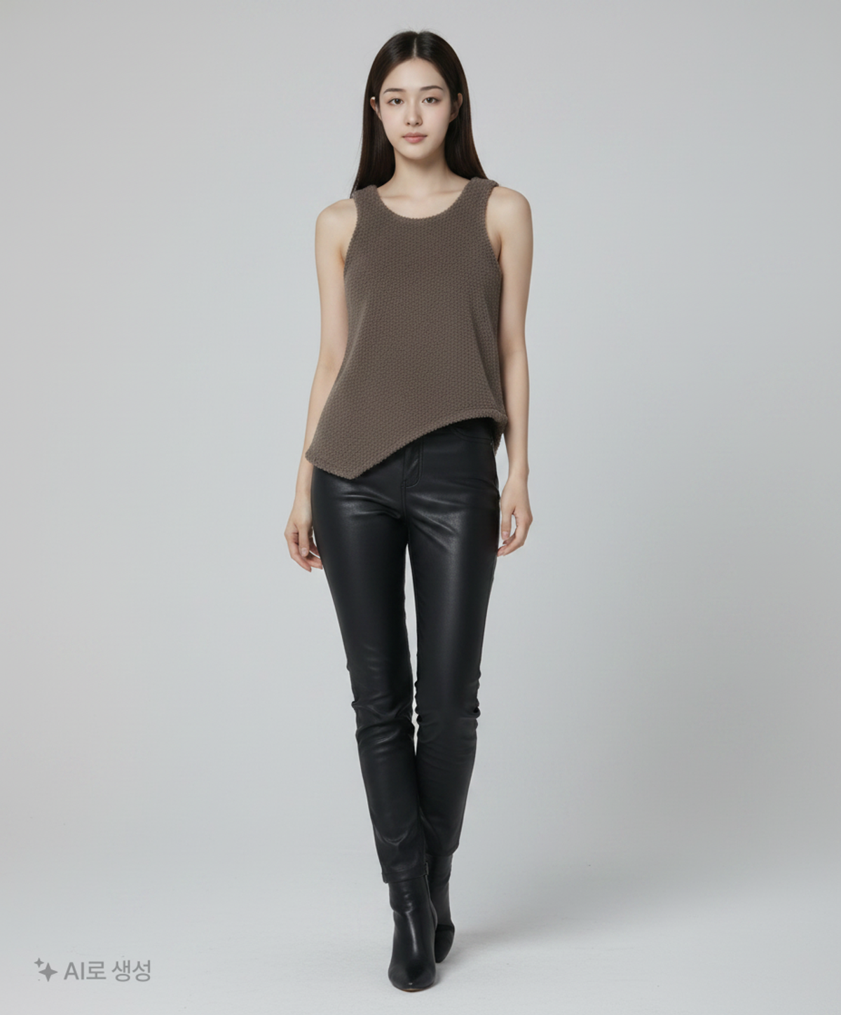세릭(CERRIC) FLEECE UNBALANCE SLEEVELESS / CHARCOAL XS
