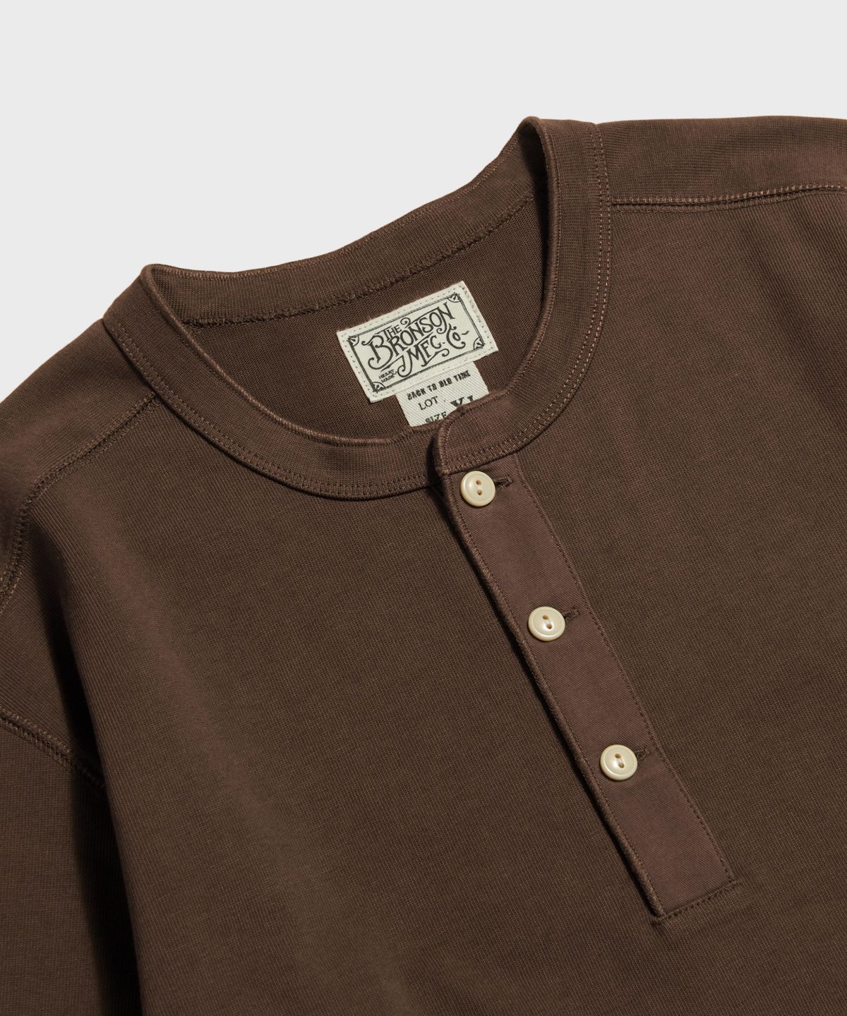 브론슨(BRONSON) Vintage Long Sleeve Henley Shirt Brown