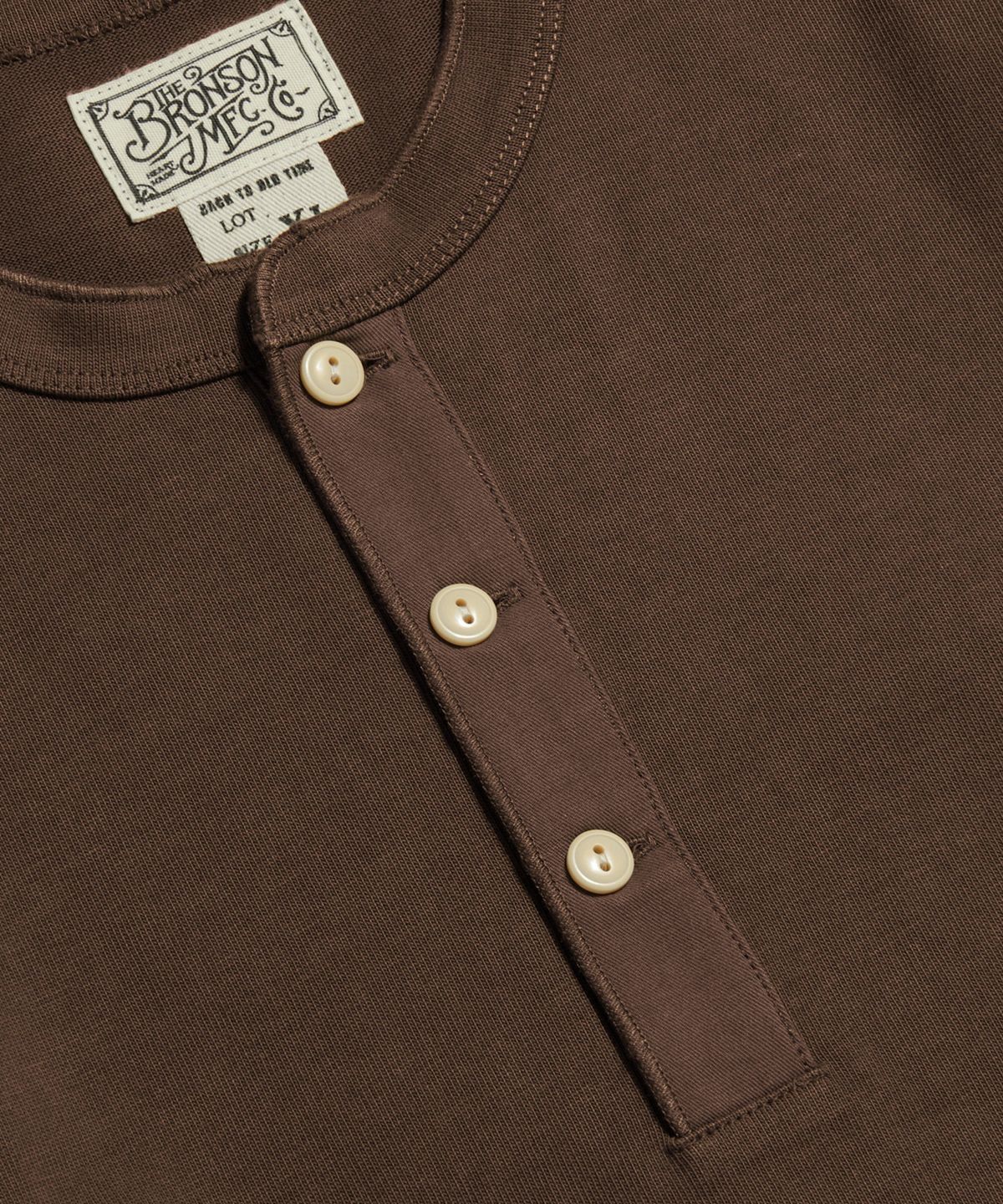 브론슨(BRONSON) Vintage Long Sleeve Henley Shirt Brown