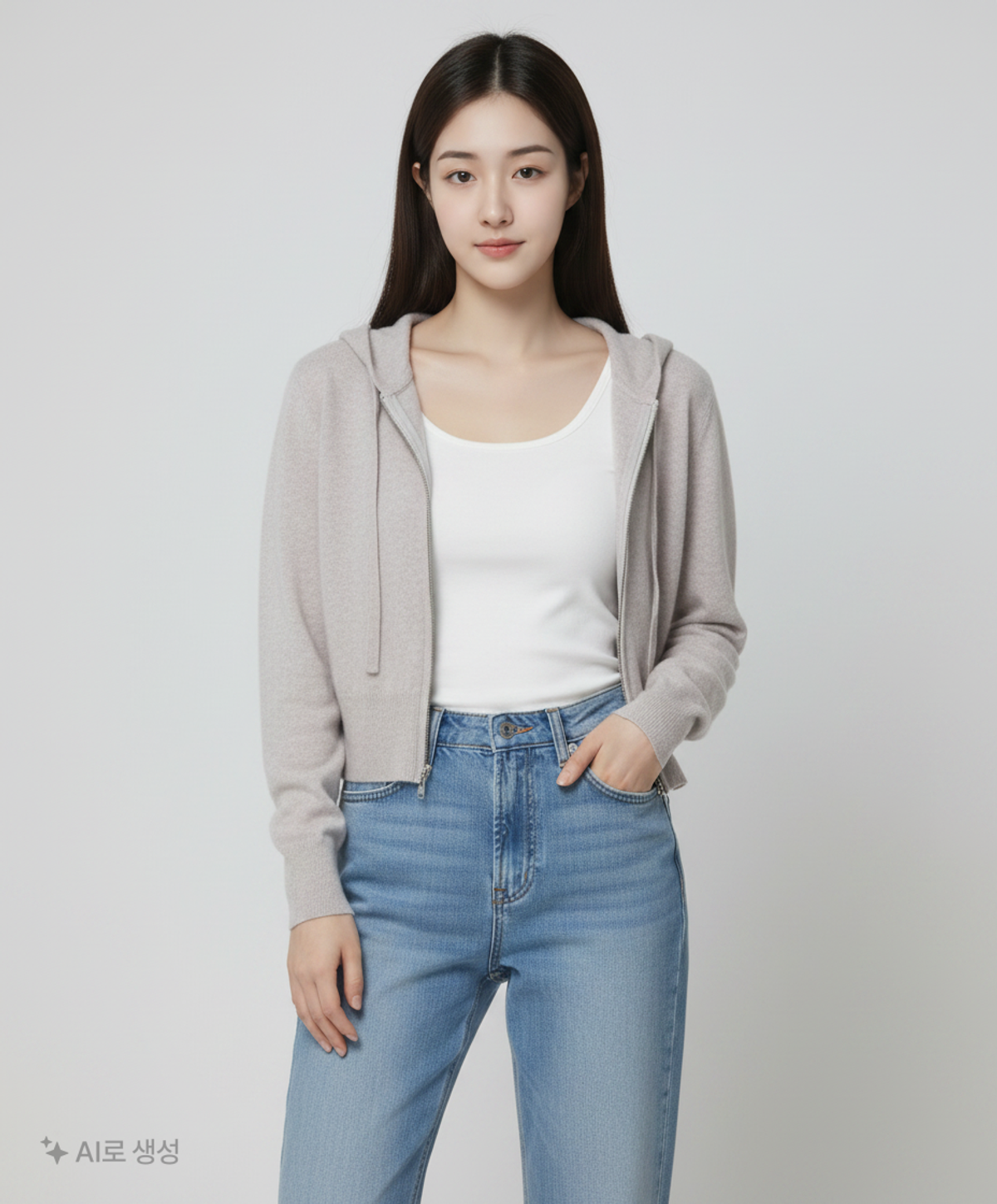 더바넷(THEBARNNET) Fuzzy Hoodie Knit Zip-Up_Grey XS