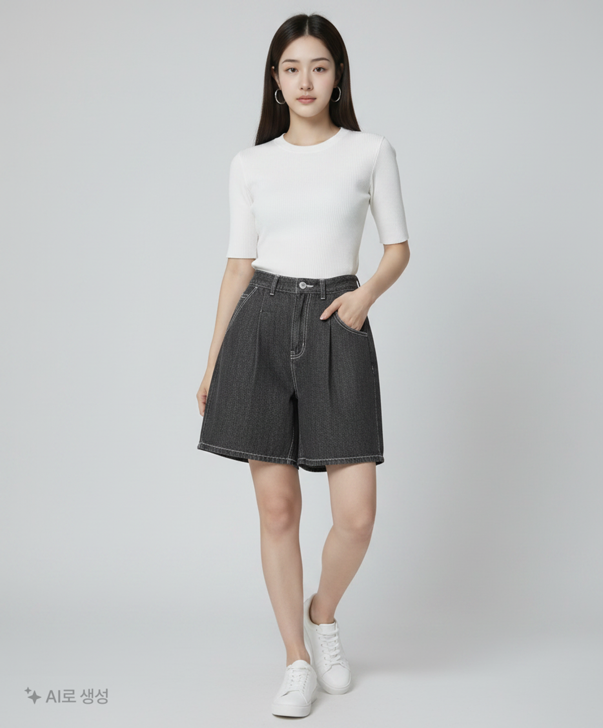 데케트(DECET) [썸머 린넨라이크]Linen Like 2Pleats Shorts DCPT006AshBlack 30