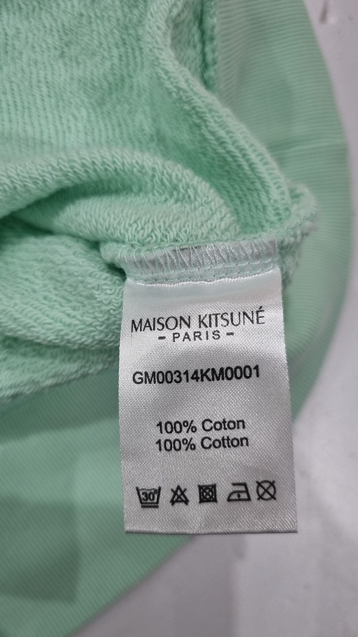 메종 키츠네(MAISON KITSUNE) 트리컬러 폭스 패치 클린 클린 크루넥 민트 /맨투맨/ GM00314KM0001-MI XS