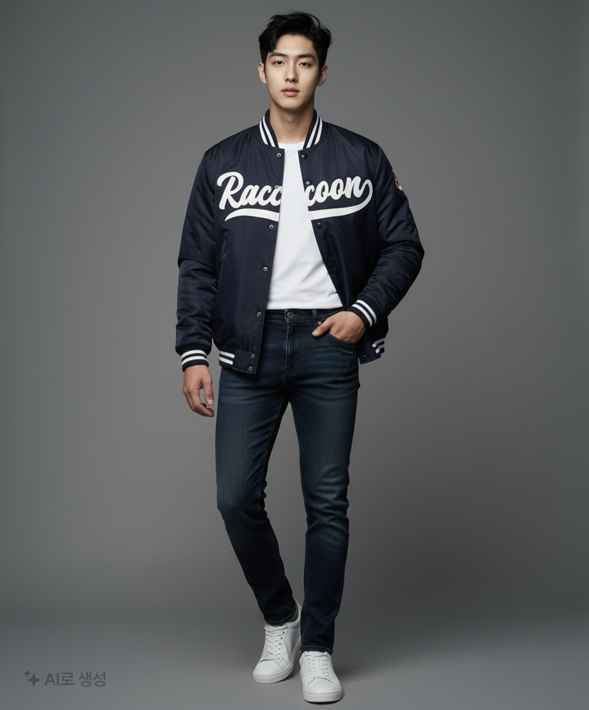 테이크이지(TAKEASY) 라쿠 베이스볼 오버자켓(네이비) L